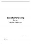 Bedrijfsfinanciering - Testen: vragen en antwoorden