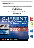 Current Medical Diagnosis And Treatment 2024, 63rd Edition TEST BANK By Maxine Papadakis, All Chapters 1 - 42, Verified Newest Version