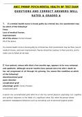 ANCC PMHNP PSYCH-MENTAL HEALTH NP TEST EXAM QUESTIONS AND CORRECT ANSWERS WELL RATED & GRADED A