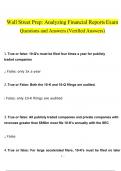 Wall Street Prep&colon; Analyzing Financial Reports Exam Questions and Answers Updated &lpar;2024&sol;2025&rpar; &lpar;Verified Answers&rpar;