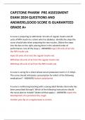 CAPSTONE PHARM  PRE ASSESSMENT EXAM 2024 QUESTIONS AND ANSWERS&comma;GOOD SCORE IS GUARANTEED GRADE A&plus;  