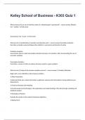 Kelley School of Business - K303 Quiz 1 exam questions and 100&percnt; correct answers 2024