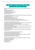Bio 93 Midterm Review (91 Test Questions and answers)