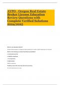 AYPO - Oregon Real Estate Broker License Education Review Questions with Complete Verified Solutions 2024&sol;2025
