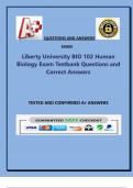 Liberty University BIO 102 Human Biology Exam Testbank Questions