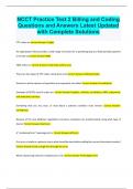 NCCT Practice Test 2 Billing and Coding Questions and Answers Latest Updated with Complete Solutions