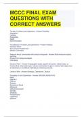 MCCC FINAL EXAM QUESTIONS WITH CORRECT ANSWERS
