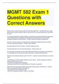 MGMT 582 Exam 1 Questions with Correct Answers