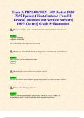 Exam 2&colon; PRN1409&sol; PRN 1409 &lpar;Latest 2024&sol; 2025 Update&rpar; Client-Centered Care III Review&vert; Questions and Verified Answers&vert; 100&percnt; Correct&vert; Grade A- Rasmussen