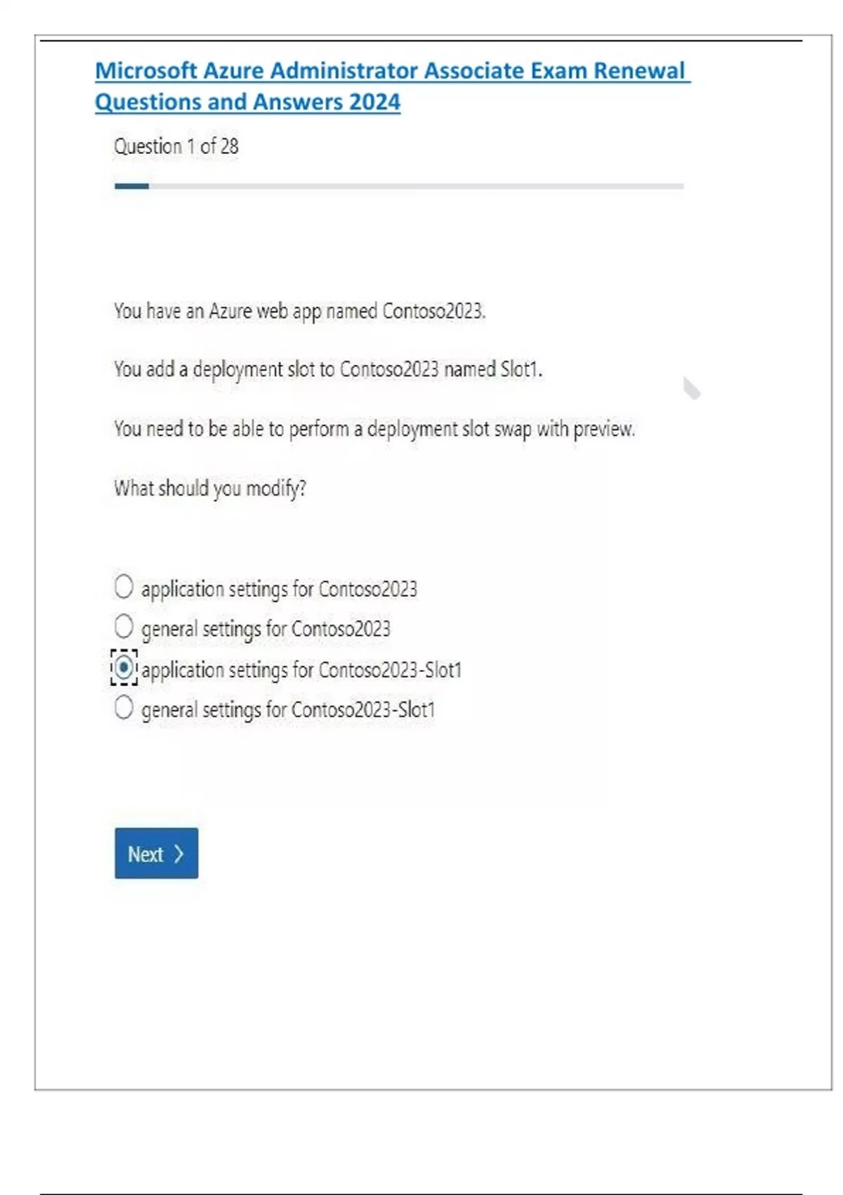 Microsoft Azure Administrator Associate Exam Renewal Questions and ...