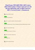Final Exam&colon; PRN1409&sol; PRN 1409 &lpar;Latest 2024&sol; 2025 Update&rpar; Client-Centered Care III Review&vert; Questions and Verified Answers&vert; 100&percnt; Correct&vert; Grade A- Rasmussen