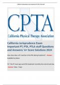 California Jurisprudence Exam Important PT, PTA, PTLA stuff Questions and Answers/ A+ Score Solutions 2024