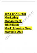 Test bank for marketing management 4th edition mark johnston greg marshall  2023-2024 Latest Update