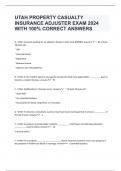 UTAH PROPERTY CASUALTY INSURANCE ADJUSTER EXAM 2024 WITH 100&percnt; CORRECT ANSWERS