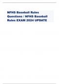 NFHS Baseball Rules  Questions/ NFHS Baseball  RulesEXAM 2024 UPDATE