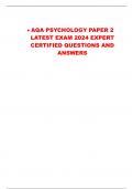 •AQA PSYCHOLOGY PAPER 2  LATEST EXAM 2024 EXPERT  CERTIFIED QUESTIONS AND  ANSWERS
