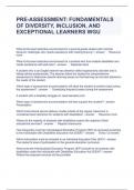 PRE-ASSESSMENT FUNDAMENTALS OF DIVERSITY, INCLUSION, AND EXCEPTIONAL LEARNERS QUESTIONS WITH SOLUTION