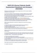 NUR 2214 Nurse Patients Health Assessment Questions and Answers 2023/2024