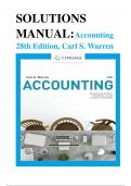 SOLUTIONS MANUAL for Accounting 28th Edition by Carl Warren, Christine Jonick & Jennifer Schneider. ISBN 9781337902687 Chapters 1-26 Complete Guide.