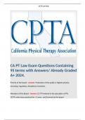 California Physical Therapy Jurisprudence Exam Qs & Ans Bulk. 