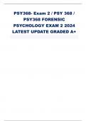 PSY368- Exam 2 / PSY 368 / PSY368 FORENSIC PSYCHOLOGY EXAM 2 2024 LATEST UPDATE GRADED A+