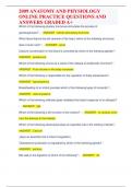 2009 ANATOMY AND PHYSIOLOGY ONLINE PRACTICE QUESTIONS AND ANSWERS GRADED A&plus;