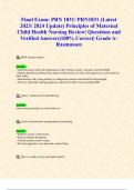 Exam 1,Exam 2 & Final Exam: PRN 1831/ PRN1831 (Latest 2024/ 2025 Updates STUDY BUNDLE WITH COMPLETE SOLUTIONS) Principles of Maternal Child Health Nursing Reviews| Questions and Verified Answers|100% Correct| Grade A- Rasmussen