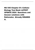 NU 545 Chapter 01: Cellular  Biology Test Bank LATEST  UPDATE 2024 Questions and  Answer solutions with  Rationales Already GRADED  A