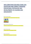 WGU D094 EXAM 2024 REAL EXAM 150+ (QUESTIONS AND CORRECT ANSWERS) EDUCATIONAL PSYCHOLOGY AND DEVELOPMENT OF CHILDREN AND ADOLESCENTS