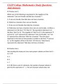 CLEP College Mathematics Study Questions And Answers