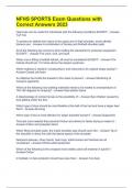 NFHS SPORTS Exam Questions with Correct Answers 2023