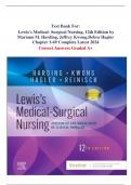 Test Bank For:  Lewis's Medical- Surgical Nursing, 12th Edition by Mariann M. Harding, Jeffrey Kwong, Debra Hagler Chapter 1-69 Complete  Latest 2024 Correct Answers Graded A+