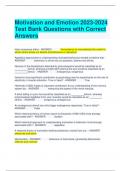 Motivation and Emotion 2023-2024 Test Bank Questions with Correct Answers
