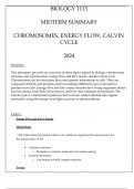 BIOLOGY 1113 MIDTERM SUMMARY CHROMOSOMES, ENERGY FLOW, CALVIN CYCLE 2024