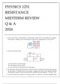 PHYSICS 1251 RESISTANCE MIDTERM REVIEW Q & A 2024.