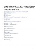 ABFM KSA DIABETES 2023 COMPLETE EXAM WITH ACTUAL QUESTIONS AND ANSWERS WRITTEN SOLUTION.