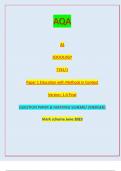 AQA AS SOCIOLOGY 7191/1 Paper 1 Education with Methods in Context Version: 1.0 Final *Jun237191101* IB/M/Jun23/E10 7191/1QUESTION PAPER & MARKING SCHEME/ [MERGED] Marl( scheme June 2023