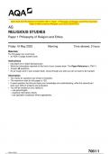 2023 AQA AS RELIGIOUS STUDIES 7061&sol;1 Paper 1 Philosophy of Religion and Ethics Question Paper & Mark scheme &lpar;Merged&rpar; June 2023 &lbrack;VERIFIED&rsqb;