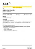 2023 AQA AS RELIGIOUS STUDIES 7061&sol;2A Paper 2A Buddhism Question Paper & Mark scheme &lpar;Merged&rpar; June 2023 &lbrack;VERIFIED&rsqb;