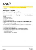 2023 AQA A-level RELIGIOUS STUDIES 7062&sol;1 Paper 1 Philosophy of Religion and Ethics Question Paper & Mark scheme &lpar;Merged&rpar; June 2023 &lbrack;VERIFIED&rsqb;