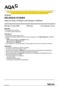 2023 AQA A-level RELIGIOUS STUDIES 7062&sol;2A Paper 2A Study of Religion and Dialogues&colon; Buddhism Question Paper & Mark scheme &lpar;Merged&rpar; June 2023 &lbrack;VERIFIED&rsqb;