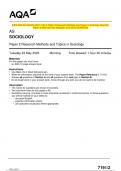2023 AQA AS SOCIOLOGY 7191&sol;2 Paper 2 Research Methods and Topics in Sociology Question Paper & Mark scheme &lpar;Merged&rpar; June 2023 &lbrack;VERIFIED&rsqb;