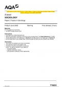 2023 AQA A-LEVEL SOCIOLOGY 7192&sol;2 Paper 2 Topics in Sociology Question Paper & Mark scheme &lpar;Merged&rpar; June 2023 &lbrack;VERIFIED&rsqb;