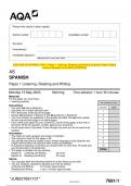 2023 AQA AS SPANISH 7691&sol;1 Paper 1 Listening&comma; Reading and Writing Question Paper & Mark scheme &lpar;Merged&rpar; June 2023 &lbrack;VERIFIED&rsqb;