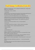 Food Manager Certification Exam 2024