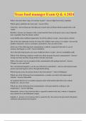 Texas food manager Exam Q & A 2024