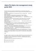  Alpha Phi Alpha risk management study guide 2024