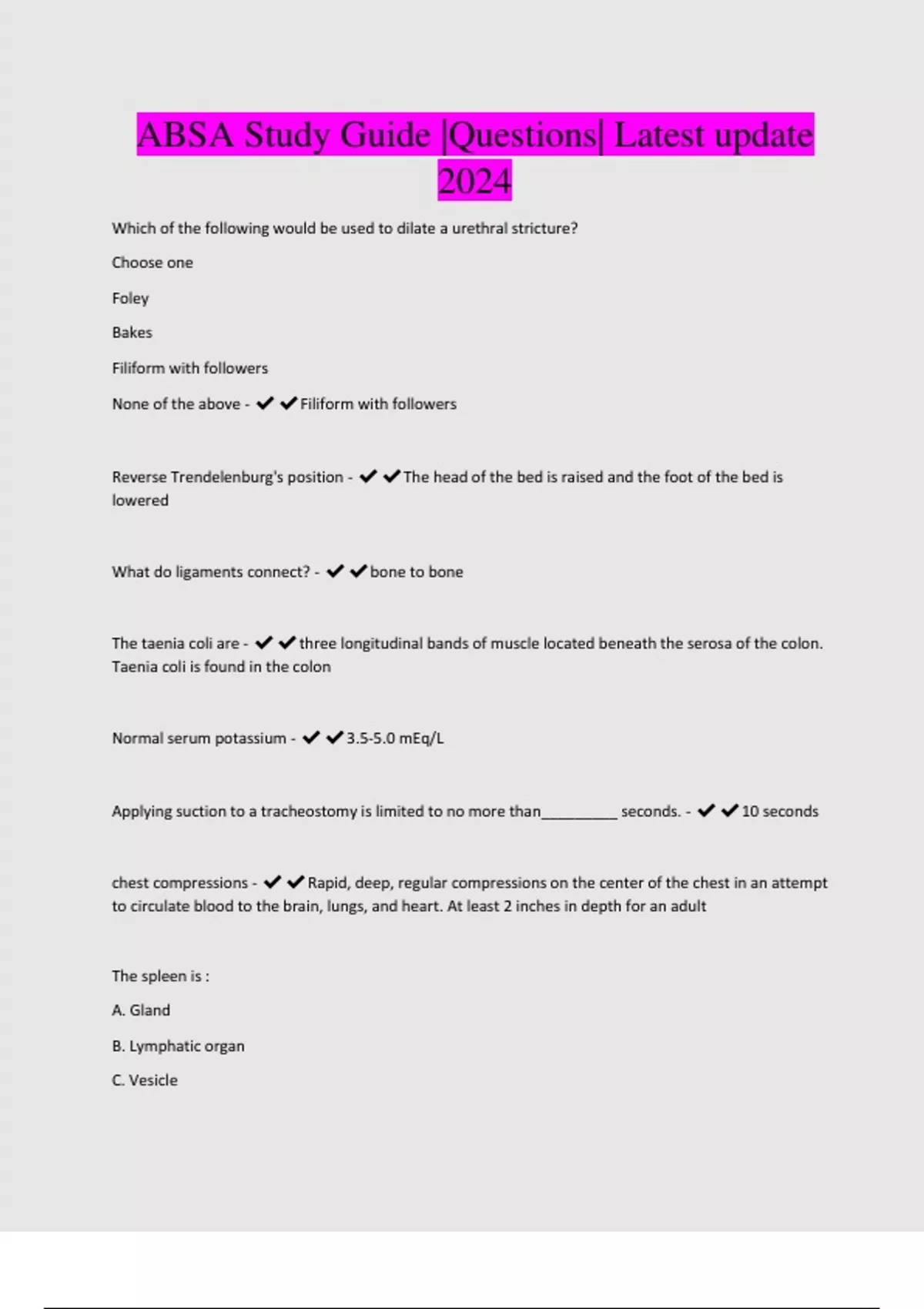 ABSA Study Guide |Questions| Latest update 2024 - ABSA - Stuvia US