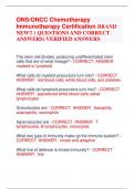 ONS&sol;ONCC Chemotherapy  Immunotherapy Certification BRAND  NEW&excl;&excl; &lpar; QUESTIONS AND CORRECT  ANSWERS&rpar; VERIFIED ANSWERS
