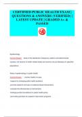 CERTIFIED PUBLIC HEALTH EXAM &vert;  QUESTIONS & ANSWERS &lpar;VERIFIED&rpar; &vert;  LATEST UPDATE &vert; GRADED A&plus; &  PASSED